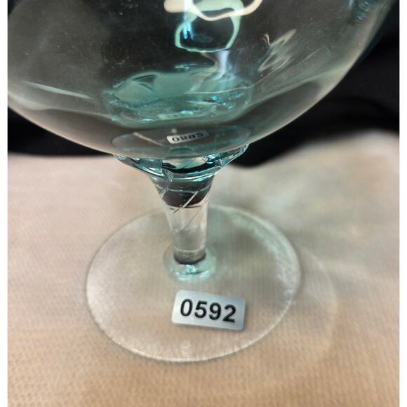 Vintage Aqua Twisted Stem Coupe Dessert Dish Champagne MCM Art Glass 4.5″ - Picture 5 of 5